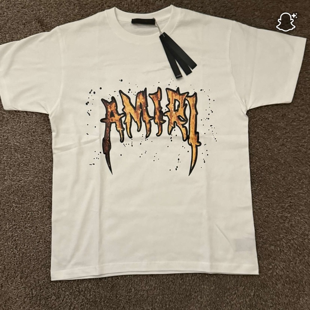 AMIRI White and Orange Graphic Tee